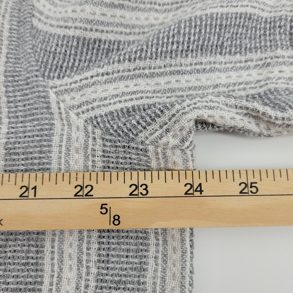 Zara Mens XL Grey White Textured Vertical Stripe Short Sleeve Camp Collar Shirt - Picture 7 of 11